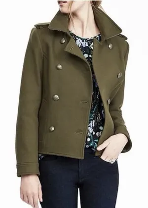 Womens Military‎ Inspired Peacoat Jacket Cotton Spring Casual Utility Preppy thumbnail 1
