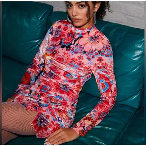 Della Burnout Velvet Mini Dress in Fruit Punch Combo thumbnail 2