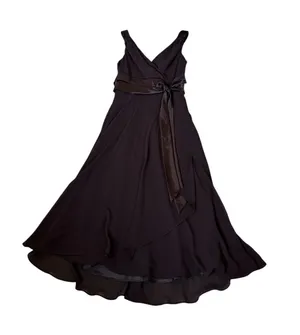 Jones Studio A-Line Midi Dress Satin Waist Bow Tie Flowy Hem Y2K Whimsigoth thumbnail 1