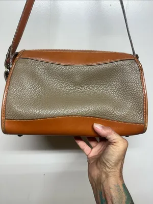 Dooney & Bourke 80s Taupe Pebbled Leather Crossbody with Tan Trim thumbnail 4