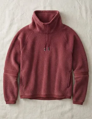 Nike Women’s Sherpa Fleece Mock Neck Sweatshirt Maroon Red Pullover Size XL thumbnail 1