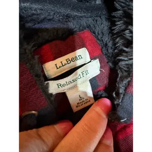 LL Bean Hooded Jacket Women Large L Red Buffalo Plaid Sherpa Lined Gorpcore thumbnail 3
