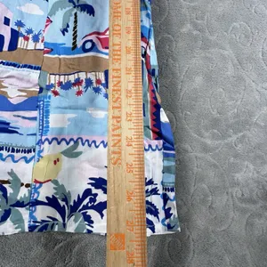 True Destinations Coastal Wide Leg Palazzo Pants Small Tropical Print Smocked thumbnail 4