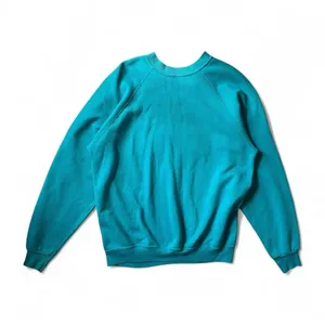 Vintage Tultex Super Sweats Sweatshirt L Teal Floral Applique Made USA 90s thumbnail 4