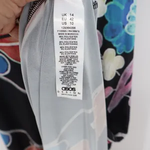 ASOS Design Maxi Dress Womens 10 Bodycon Black Multi Floral Open Back Excellent thumbnail 3