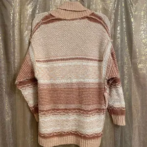 Free People Cozy Cabin Chunky Knit Boho Ivory Peach Cardigan Sweater Oversized X thumbnail 2