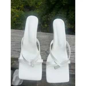 No Brand White Square Toe Sandals Sz 41 (10.5) NIB thumbnail 2