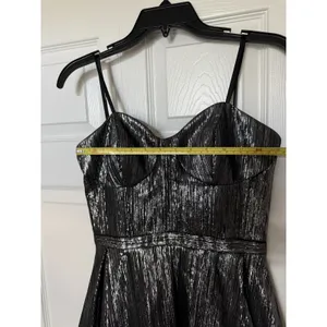 GB Women's 3 Silver Black Metallic Pleated Sweetheart Maxi Long Formal Dress thumbnail 11