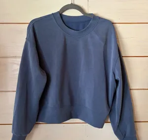Lululemon soft stream Cropped Crewneck Sweatshirt in Slate Blue thumbnail 1