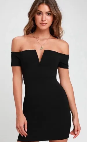 Lulus NWT Off-the-Shoulder Black mini Dress medium thumbnail 1