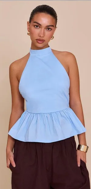 Pretty Little Thing Peplum Backless Top thumbnail 1