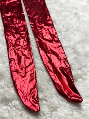Metallic Red Foil Costume Thigh High Socks thumbnail 1