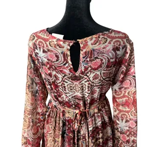 Knox Rose Embroidered Sheer Tiered Maxi Dress M Flowy Folk Floral Cottagecore thumbnail 8