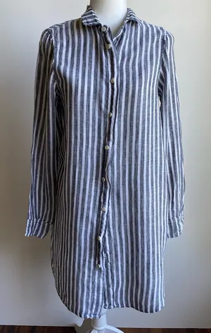 CP Shades Linen Striped Shirt Dress Full Button Down thumbnail 1