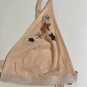 Victoria's Secret Pink Sequin Star Mesh Triangle Bralette Size S thumbnail 11