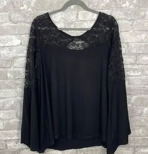 Torrid Black Lace Open Back Top thumbnail 1