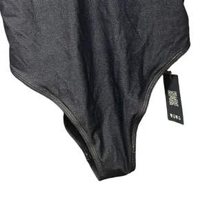 Aerie American Eagle Denim‎ Look One Piece Cheeky Swimsuit L thumbnail 4