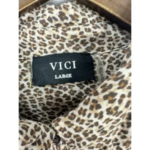 VICI Leopard Print Maxi‎ Shirt Dress Large Long Sleeve Button Up Duster Boho Mod thumbnail 3