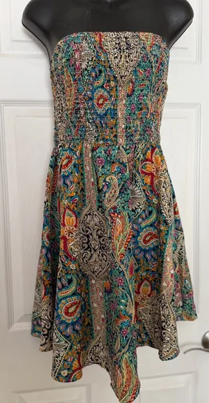 Multicolor paisley strapless dress Blue Size M thumbnail 1