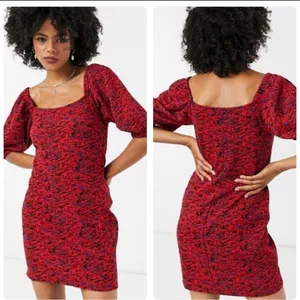 Free People Red Sunset Puff Sleeve Mini Dress thumbnail 5