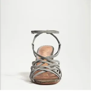 Sam Edelman Daffodil Croc Strappy Heel Sandal in Mineral Green Suede NEW thumbnail 2
