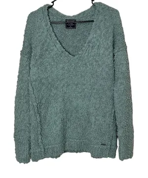Abercrombie & Fitch Fall Chunky Fuzzy Cozy Knit‎ V Neck Sweater Size S thumbnail 1