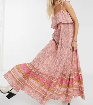 Free People Tangier Babydoll Maxi Dress Large thumbnail 1