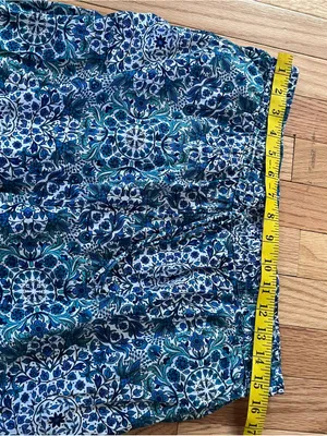 Primark Boho Coastal Wide Leg Pants Medium Blue Tile Print Vacation 100% Cotton Beachy thumbnail 5