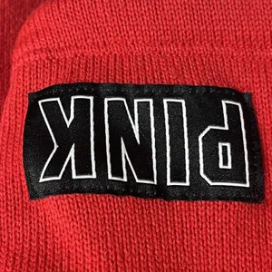 PINK‎ Victoria's Secret Crop Knit Hoodie Red Sweater Pullover Top Size Medium thumbnail 3