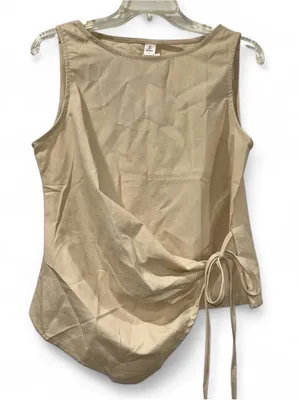 Women’s Sleeveless Side-Tie Tank Top in Beige Medium thumbnail 1