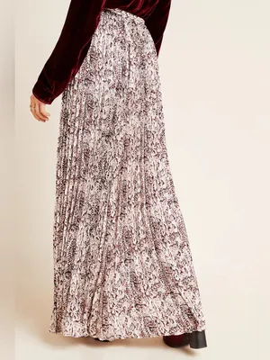 Marie Oliver Wesley Anthropologie Snake Print Pleated Maxi Skirt Size 6 thumbnail 13
