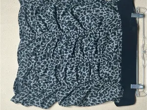 Plus size Black and Gray Leopard Print Ruched Mini Skirt with Belt 2X Stretchy. thumbnail 6