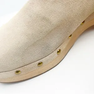 J. CREW Suede Leather Upper Faux Fur Lined Clog Studded Boots Size 12 Neutral thumbnail 6