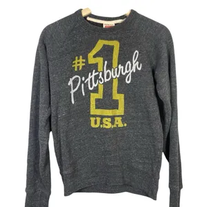 Homage Pittsburg #1 Super Soft Gray Gold Crewneck‎ Sweatshirt Size Small Heather thumbnail 1
