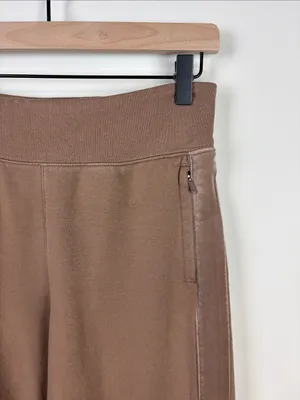 Athleta Retroplush Velvet Sweatpants Straight Leg Brown Tan Women’s XS thumbnail 3