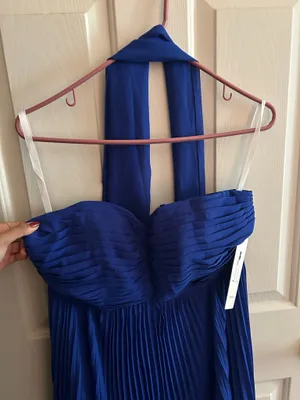 Royal Blue Strapless Maxi Dress with Scarf thumbnail 2