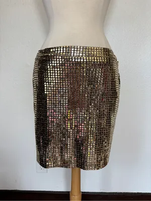 Vintage 80s Disco Gold Sequin Pencil Skirt thumbnail 4