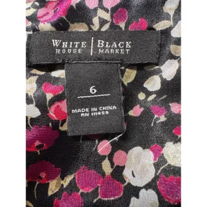 White House Black Market Pink Floral Tiered V Neck Cocktail Party Dress Size 6‎ thumbnail 3