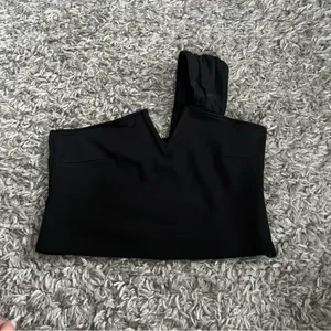 Anthropologie Maeve Structured Asymmetrical Top Size M One Shoulder Black thumbnail 3