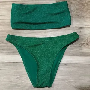 Good American Summer Green Metallic Band Bikini High Waisted Women’s XS 1/2 thumbnail 2
