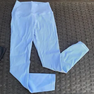 Light Blue Ribbed High Waisted Activewear Leggings thumbnail 1
