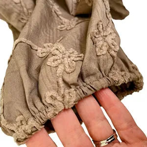 Hayden Women’s Brushed Floral Detailed Puff Sleeve Square Neck Top L thumbnail 8