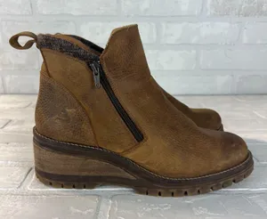 Bullboxer Dorian Ankle Boots Womens 10 Brown Leather Chelsea Wedge Zipper Grunge thumbnail 2