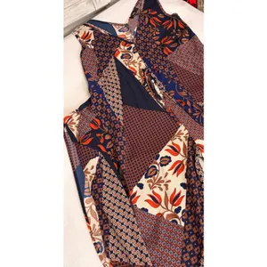 NWOT Lulus Bon Voyage Navy Blue Mixed Print Wide Leg Jumpsuit Slit Pants XS thumbnail 10