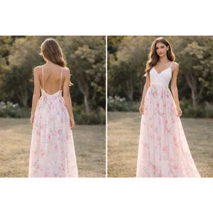Nylon Apparel Floral Backless Maxi Dress – Size L White Size L thumbnail 2
