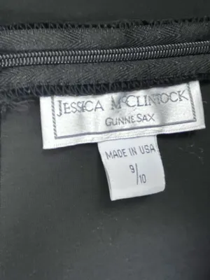 JESSICA MCCLINTOCK GUNNE SAX Black Velvet Back Zipper Jeweled Straps Dress 9/10 thumbnail 3