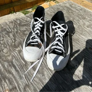 Platform Converse high top black white womans bleach splatter size‎ 8 thumbnail 2