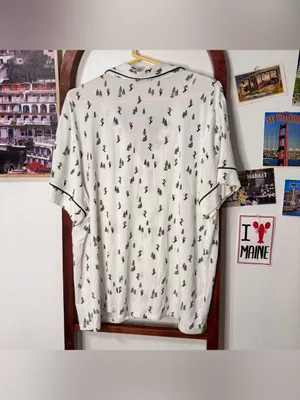Eberjey Gisele short sleeve pajama top Ski Chalet Ivory/Pine alpine skier NEW thumbnail 4