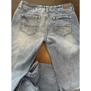 American Eagle Outfitters Boyfriend Jeans Blue Denim Stretch Distressed Women's thumbnail 11