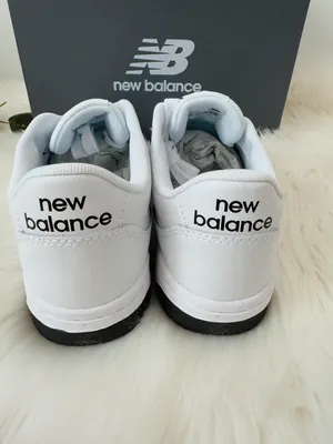 New Balance BB80 Low-Top Leather Sneakers, White/Black, Size 10.5/EU 42.5 thumbnail 4